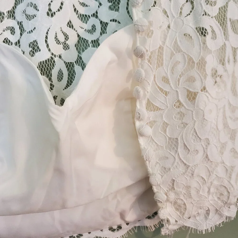 David's Bridal White Lace Top - Picture 4 of 7